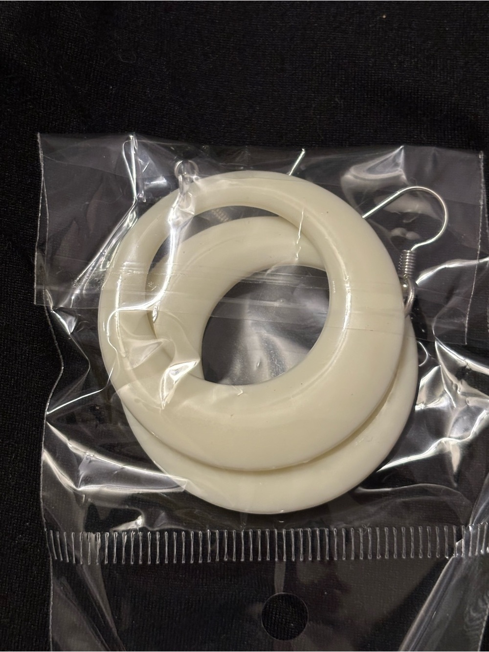 Cream Round Hoop Earrings - Lightweight Retro Style